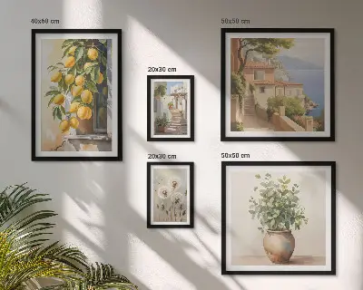Képkészlet nappaliba mediterrán stílusú citrusos mintákkal