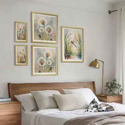 Dekorációs kép készlet nappaliba virágos szitakötős mintával