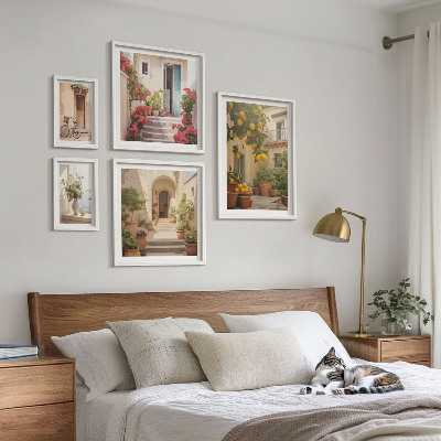 Dekorációs kép készlet nappaliba Utcák, virágok, citrusfélék, Provence
