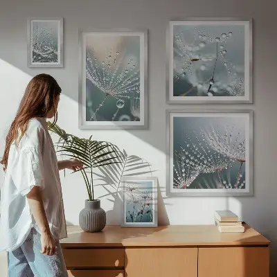 Harmatcseppek minimalista növények prémium keretezett kép