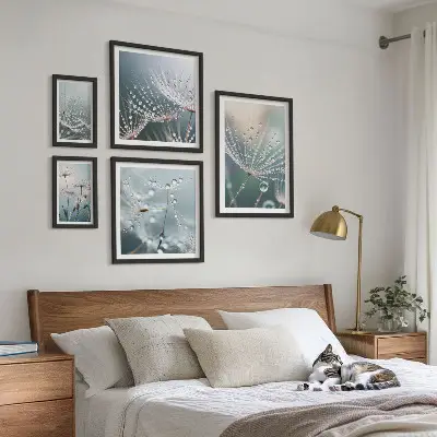 Harmatcseppek minimalista növények prémium keretezett kép