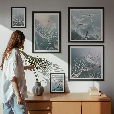 Harmatcseppek minimalista növények prémium keretezett kép