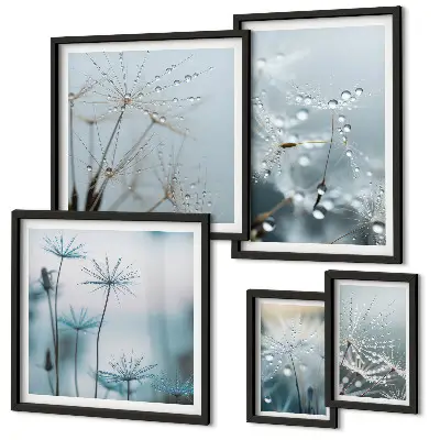 Dekorációs képkészlet nappaliba növényi motívumokkal és vízcseppekkel