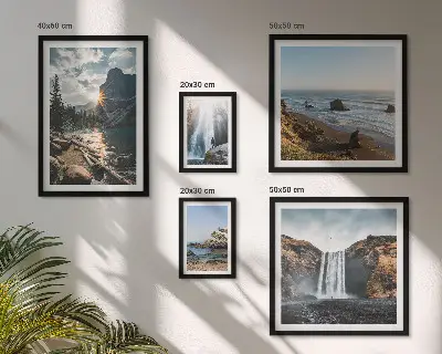 Prémium keretezett képválogatás tájak, vízesések és strandok motívumokkal