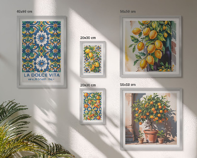 Dekorációs kép készlet nappaliba Olasz citrusos Amalfi stílusú dekorációk