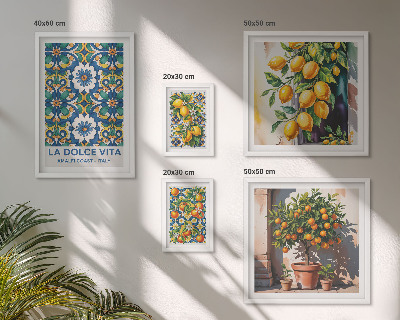 Dekorációs kép készlet nappaliba Olasz citrusos Amalfi stílusú dekorációk