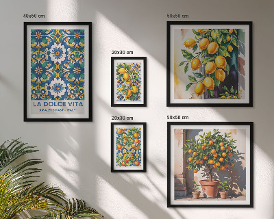 Dekorációs kép készlet nappaliba Olasz citrusos Amalfi stílusú dekorációk