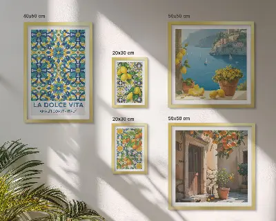 Olasz Amalfi citrusfélék képkészlet nappaliba
