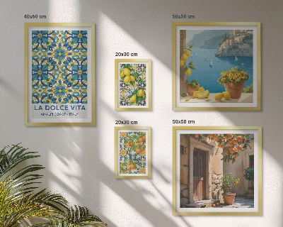 Képkészlet nappaliba Olasz Amalfi citrusfélék