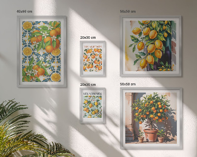 Dekorációs kép készlet nappaliba Citrusfélék virágai vintage