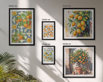 Dekorációs kép készlet nappaliba Citrusfélék virágai vintage