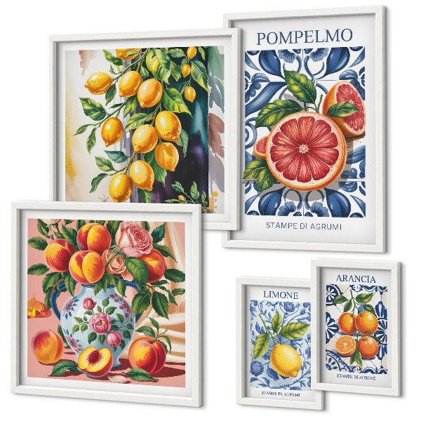 Dekorációs kép készlet nappaliba Napsütötte, vintage citrus