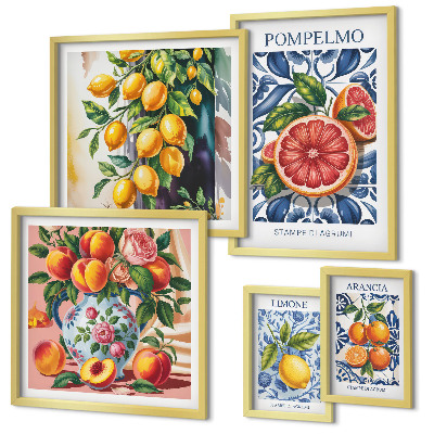 Dekorációs kép készlet nappaliba Napsütötte, vintage citrus