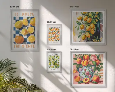 Prémium keretezett falikép citrusos retró stílusú konyhai dekoráció