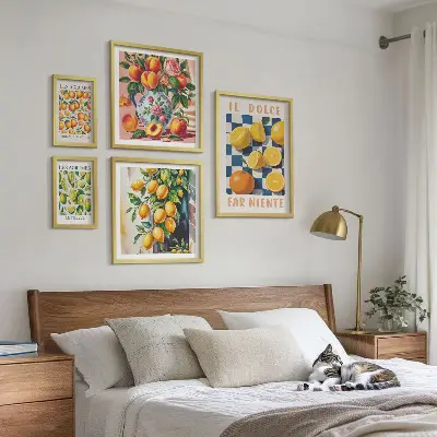 Prémium keretezett falikép citrusos retró stílusú konyhai dekoráció