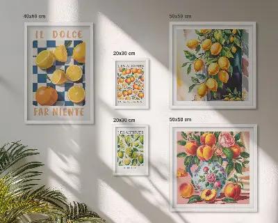 Prémium keretezett falikép citrusos retró stílusú konyhai dekoráció