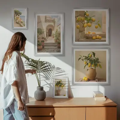 Dekorációs kép készlet nappaliba stílusos citrusos mintával