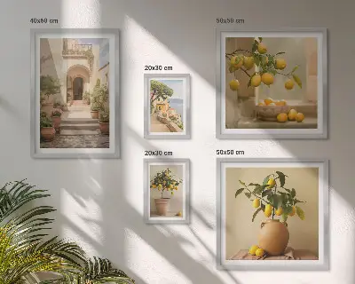 Dekorációs kép készlet nappaliba stílusos citrusos mintával