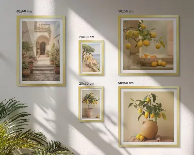 Dekorációs kép készlet nappaliba stílusos citrusos mintával