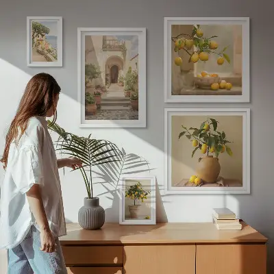 Dekorációs kép készlet nappaliba stílusos citrusos mintával