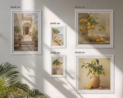 Dekorációs kép készlet nappaliba stílusos citrusos mintával