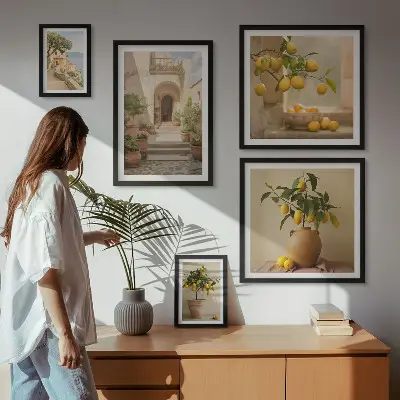 Dekorációs kép készlet nappaliba stílusos citrusos mintával