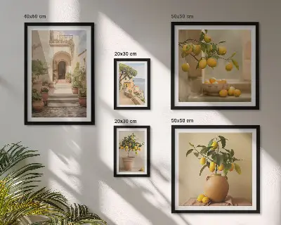 Dekorációs kép készlet nappaliba stílusos citrusos mintával