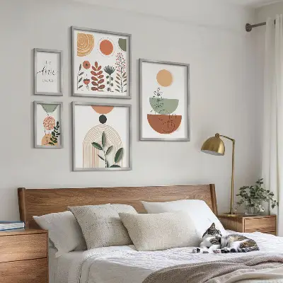 Prémium keretezett képválogatás stílusos növényi és geometrikus grafikákkal