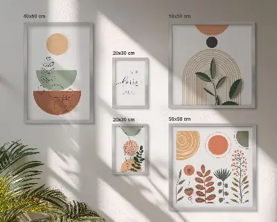 Prémium keretezett képválogatás stílusos növényi és geometrikus grafikákkal