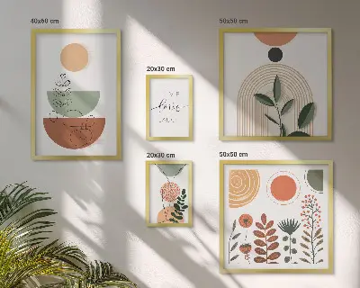 Prémium keretezett képválogatás stílusos növényi és geometrikus grafikákkal