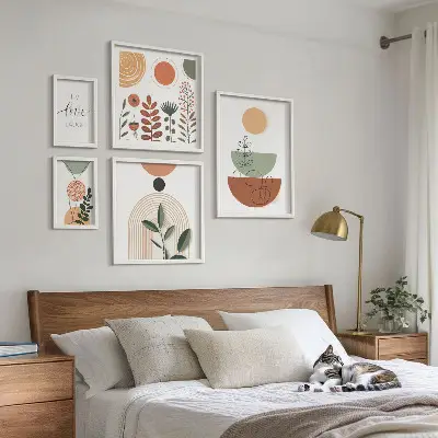 Prémium keretezett képválogatás stílusos növényi és geometrikus grafikákkal