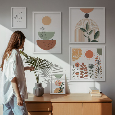 Prémium keretezett kép válogatás Stílusos növényi és geometrikus grafika