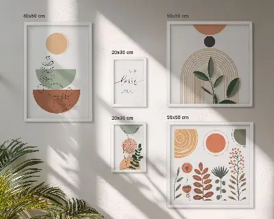 Prémium keretezett képválogatás stílusos növényi és geometrikus grafikákkal
