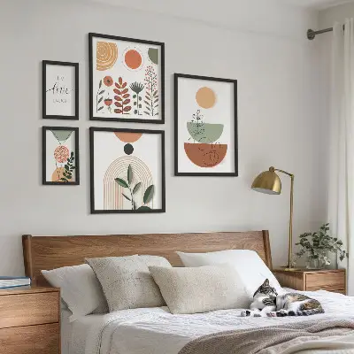 Prémium keretezett képválogatás stílusos növényi és geometrikus grafikákkal