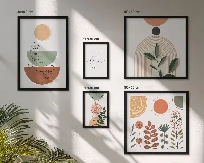 Prémium keretezett képválogatás stílusos növényi és geometrikus grafikákkal
