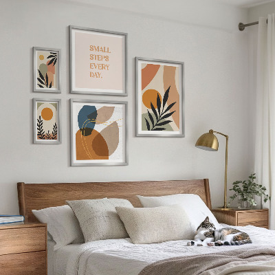 Képkészlet nappaliba Stílusos absztrakt növényi grafika