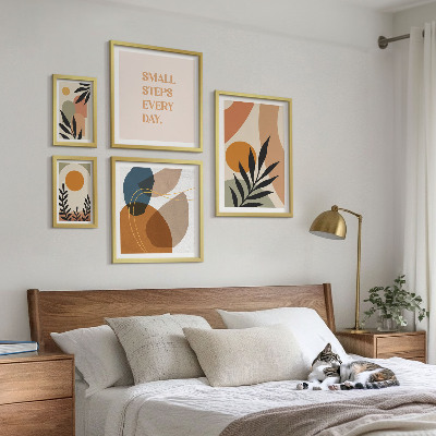 Képkészlet nappaliba Stílusos absztrakt növényi grafika