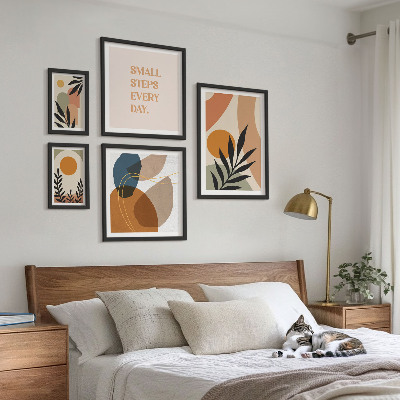 Képkészlet nappaliba Stílusos absztrakt növényi grafika