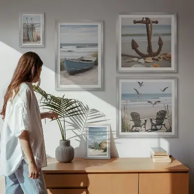 Prémium keretezett kép tengerparti pihentető strand hangulatú mintával