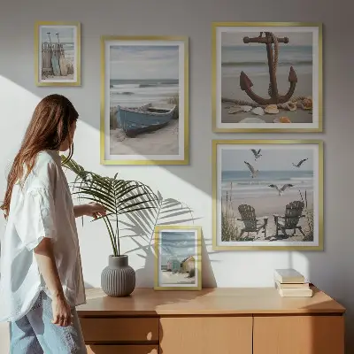 Prémium keretezett kép tengerparti pihentető strand hangulatú mintával