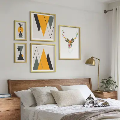Prémium keretezett falikép szett boho stílusú színes motívumokkal