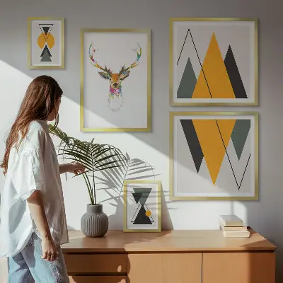 Prémium keretezett falikép szett boho stílusú színes motívumokkal