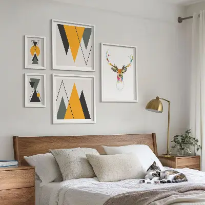 Prémium keretezett falikép szett boho stílusú színes motívumokkal