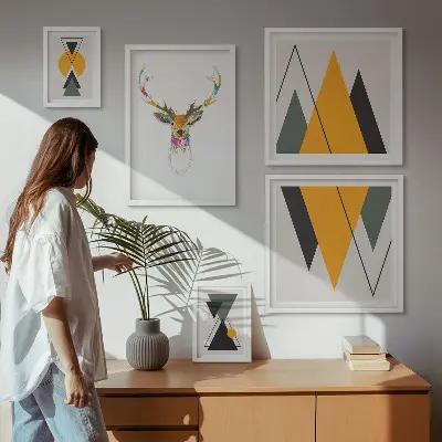 Prémium keretezett falikép szett boho stílusú színes motívumokkal