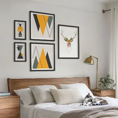 Prémium keretezett falikép szett boho stílusú színes motívumokkal