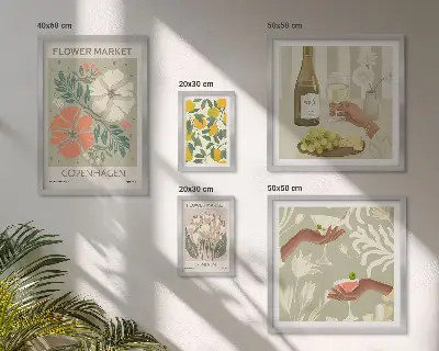 Dekorációs képkészlet nappaliba vintage stílusú virágos és gyümölcsös motívumokkal