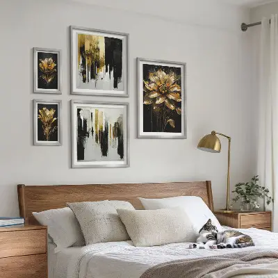 Dekorációs képkészlet nappaliba virágmotívumos elegáns modern stílusban