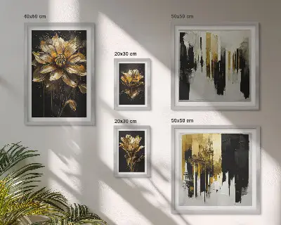 Dekorációs képkészlet nappaliba virágmotívumos elegáns modern stílusban