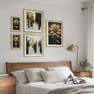 Dekorációs képkészlet nappaliba virágmotívumos elegáns modern stílusban