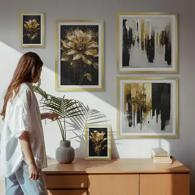 Dekorációs képkészlet nappaliba virágmotívumos elegáns modern stílusban